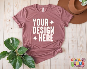 3001 T-Shirt Mockup, Heather Mauve Mockup