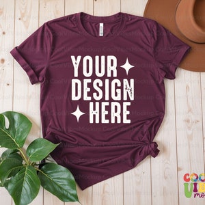 Bella Canvas 3001 Maroon Mockup, Maroon Shirt Mockup, Retro T-Shirt Mockup, Bella Canvas Tee Mockup, 3001 Maroon Mockup, Maroon Mock up,