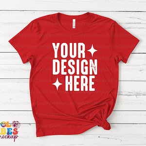 Bella Canvas 3001 Red Mockup, Red Shirt Mockup, Retro T-Shirt Mockup, Bella Canvas Tee Mockup, 3001 Red Mockup, Red Mock up, BC 3001