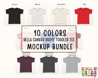 10 Colors Bella Canvas 3001T Toddler Mockup Bundle, 10 Colour BC Toddler T-Shirt 3001T Mockups, Naural Toddler Shirt, Toddler Mockup, Kids