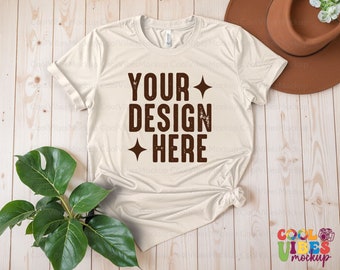 Bella Canvas 3001 Natural Mockup, Natural Shirt Mockup, Retro T-Shirt Mockup, Bella Canvas Tee Mockup, 3001 Natural Mockup, Natural Mock up