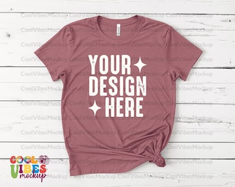 3001 T-Shirt Mockup, Heather Mauve Mockup