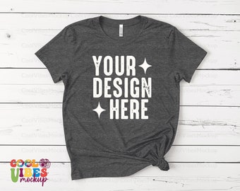 Heather Dark Grey Bella Canvas 3001 Mockup, Heather Dark Grey Bella and Canvas T-Shirt 3001 Mockup, Heather Dark Grey Flat Bella Canvas Mock