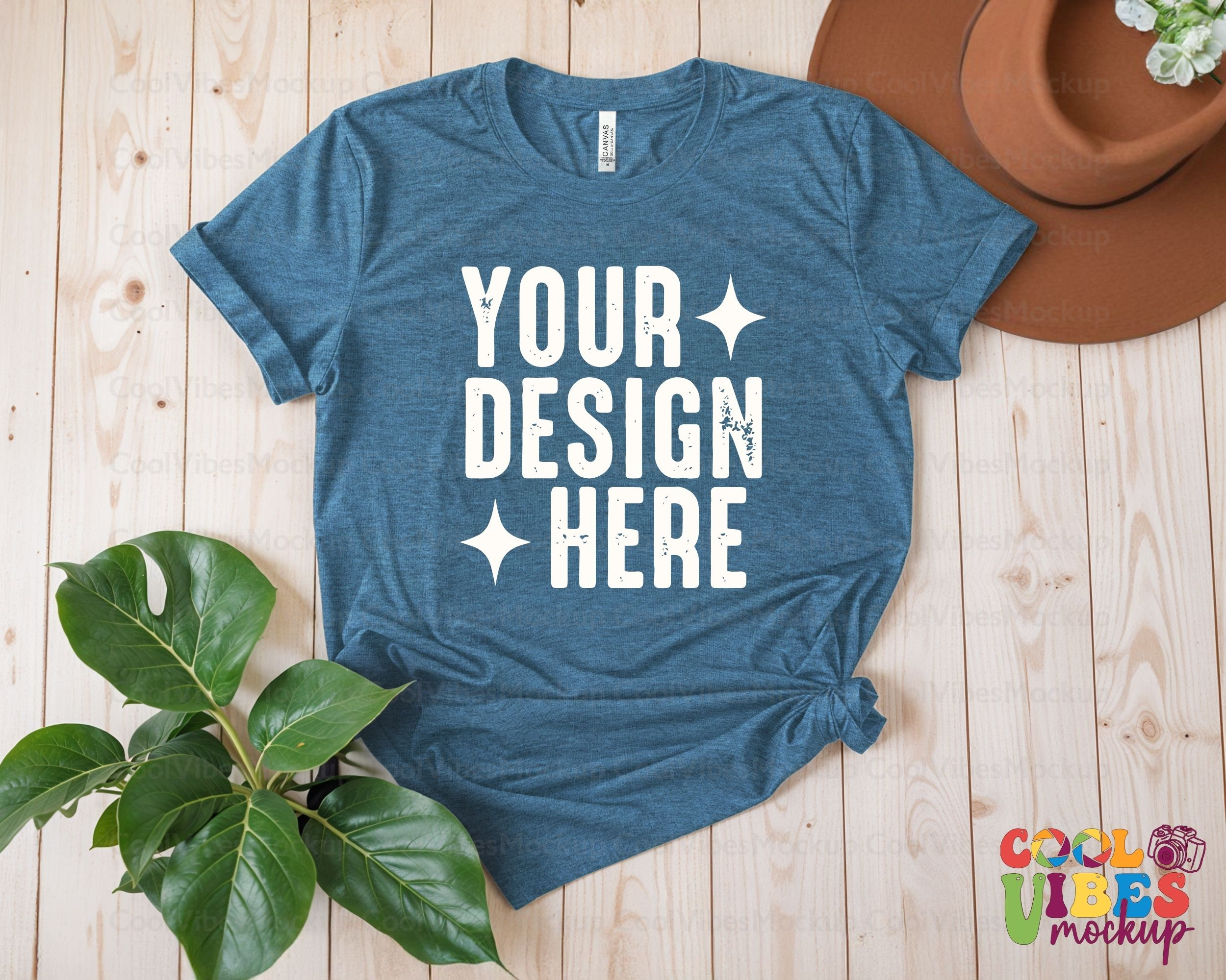Bella Canvas 3001 Heather Deep Teal Mockup, Heather Deep Teal Shirt Mockup, Retro T-Shirt Mockup, Bella Canvas Tee Mockup, Heather Deep Teal