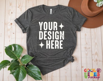 Heather Dark Grey Bella Canvas 3001 Mockup, Heather Dark Grey Bella and Canvas T-Shirt 3001 Mockup, Heather Dark Grey Flat Bella Canvas Mock