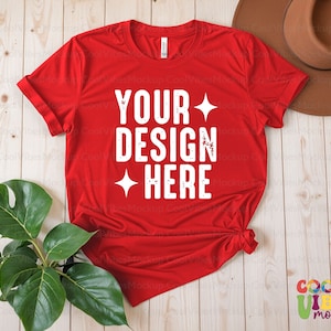 Bella Canvas 3001 Red Mockup, Red Shirt Mockup, Retro T-Shirt Mockup, Bella Canvas Tee Mockup, 3001 Red Mockup, Red Mock up, BC 3001