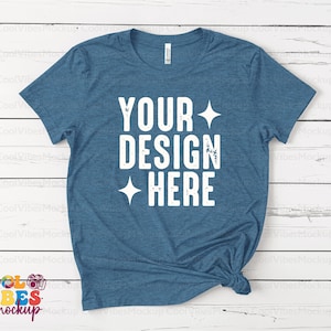 Bella Canvas 3001 Heather Deep Teal Mockup, Heather Deep Teal Shirt Mockup, Retro T-Shirt Mockup, Bella Canvas Tee Mockup, Heather Deep Teal
