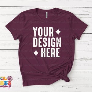 Bella Canvas 3001 Maroon Mockup, Maroon Shirt Mockup, Retro T-Shirt Mockup, Bella Canvas Tee Mockup, 3001 Maroon Mockup, Maroon Mock up,