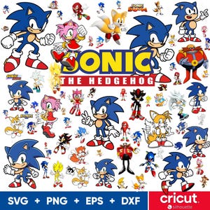 Sonic the Hedgehog SVG Bundle, Sonic PNG, Sonic Clipart, Svg Files for Cricut and Silhouette, Clipart Digital Download