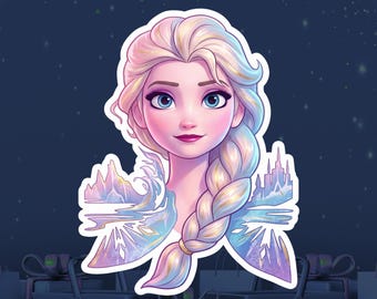Elsa Portrait PNG | Artistic Castle Sublimation Design | Winter Clipart for Shirts
