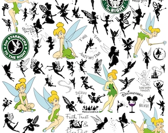 Tinkerbell SVG Bundle, Tinkerbell Svg & Png Files for Cricut, Believe Tinkerbell Png, Fairy Svg for Shirt, Princess Clipart Instant Download