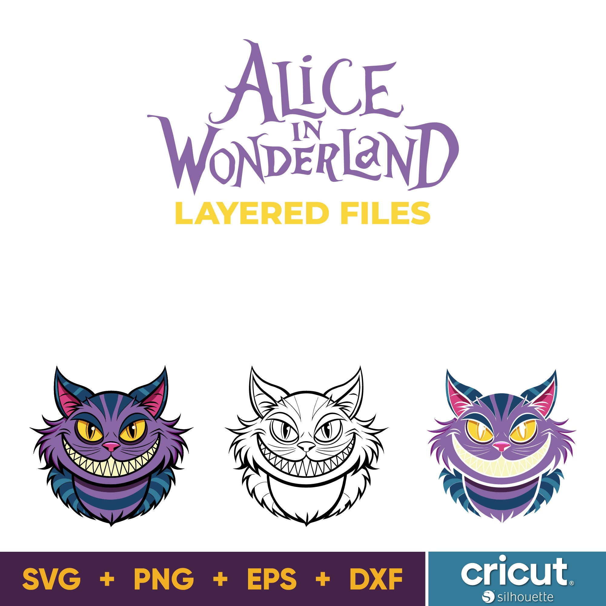 Alice in Wonderland SVG Bundle: Cricut & Silhouette Designs (digital ...