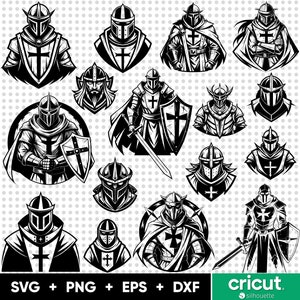 Crusader SVG Bundle, Knights Svg Files for Cricut and Silhouette, Crusader Png, Crusader Svg for Shirts, Svg, Png, Eps, Dxf Digital download