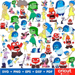 Paquete SVG de Inside Out, paquete de Inside Out, archivos SVG de Inside Out para Cricut y Silhouette, PNG enojado, feliz y triste, descarga digital de imágenes prediseñadas