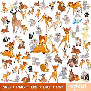 Pacchetto SVG Bambi, Svg Bambi, Svg Miss Bunny, File Svg Bambi per Cricut e Silhouette, Download digitale Clipart
