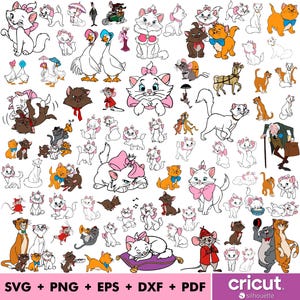 Bundle SVG les aristochats, les aristochats Marie Svg & fichiers Png pour Cricut, les aristochats Png, Marie Svg pour chemise, les aristochats des cliparts téléchargement immédiat
