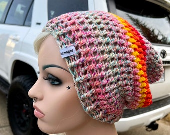 Multicolor Boho Toyota Stripe Accessory Slouch Beanie