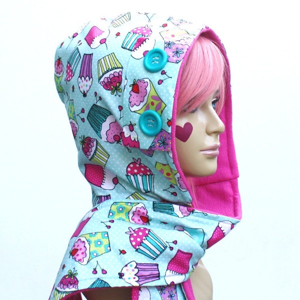 RESERVED for Kat- Scoodie Hooded Scarf- Cupcakes