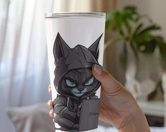 Bicchiere termico Smart Cat in acciaio inossidabile - Tazza da viaggio Nerdy Kitty da 590 ml