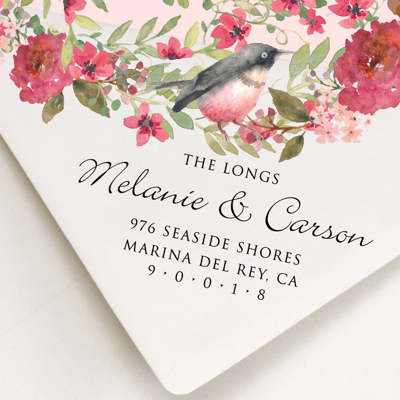 Script Style Name Font Wood Handle or Self Inking Address Stamp Melanie and Carson Return Address Stamp