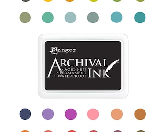 Ranger Archival Ink Pad, 24 Colors, Size 2x3, For Wood Stamp, DIY Paper Stamping, Handmade Card Making, Non Toxic Acid Free Waterproof