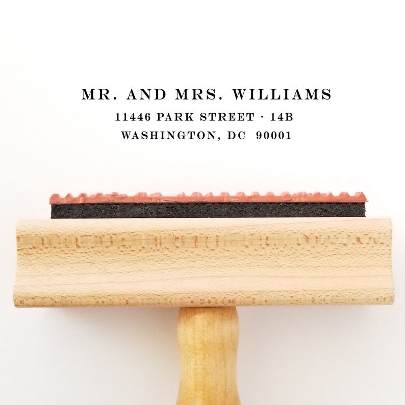 Self Inking Stamp and Wood Handle Mount A852 Custom Rubber Address Stamp First Home Housewarming Gift