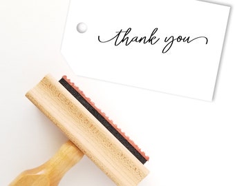 Thank You Script Swashes Stamp | Wood Handle Stamp | Rubber Stamper | Ink Stamp | Craft Scrapbooking (TY742)