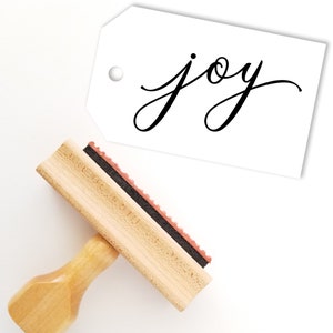 Joy Rubber Stamp | Holiday Cards Sticker Tags Labels | Craft Scrapbooking | Wood Mount with Handle (J1207)