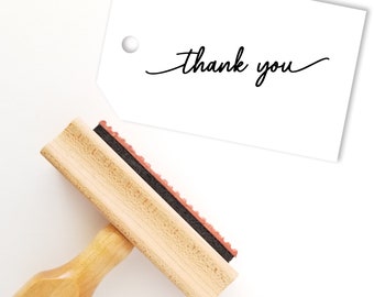 Thank You Rubber Art Stamp | Swashes Stamp | Card Making | DIY Home Business Stamp | Scrapbooking | Wood Mount (TYT547)