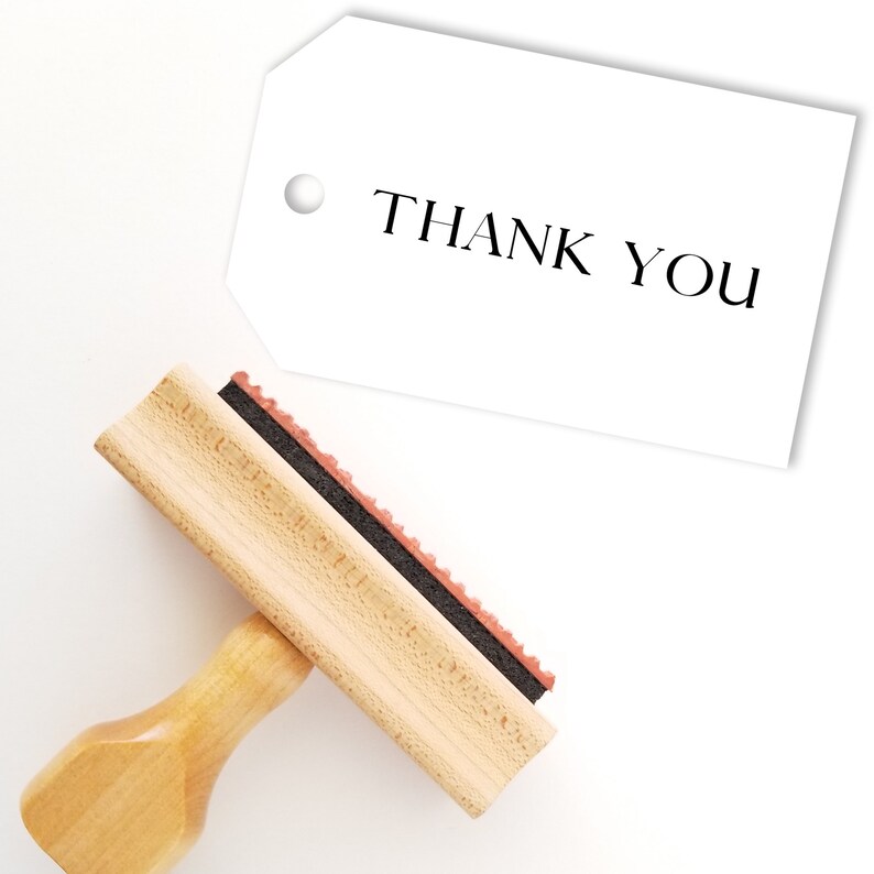 Modern Classic Thank You Rubber Stamp Wood Handle TY603 image 2