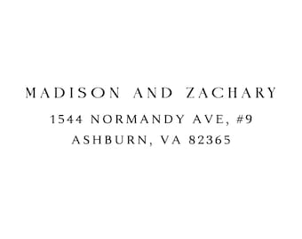 Classic Return Address Stamp - Self inking - Wood Stamp - Save The Date - Wedding Stamper - Housewarming Gift (AS894)