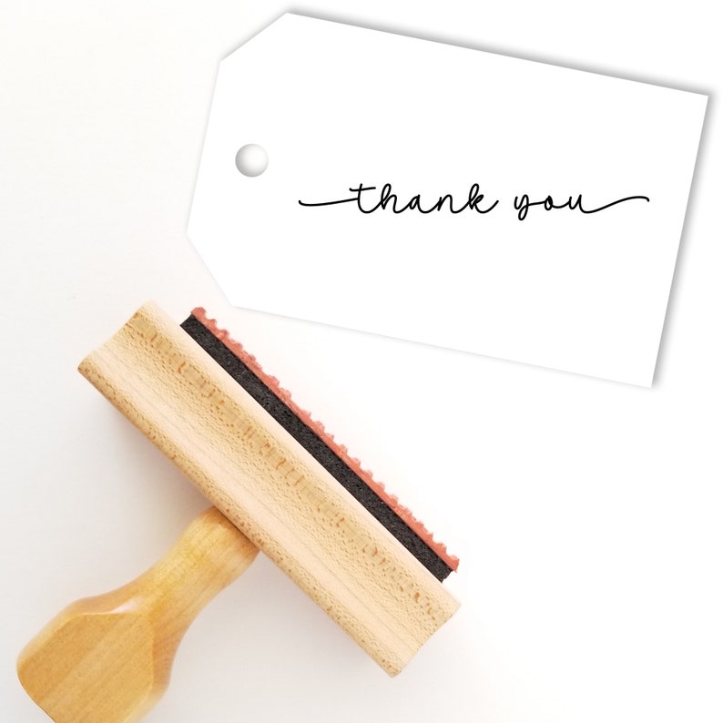 Cute Swash Thank You Rubber Stamp Script Stamper DIY Favor Tags Bags Label Stamp TY215 image 2