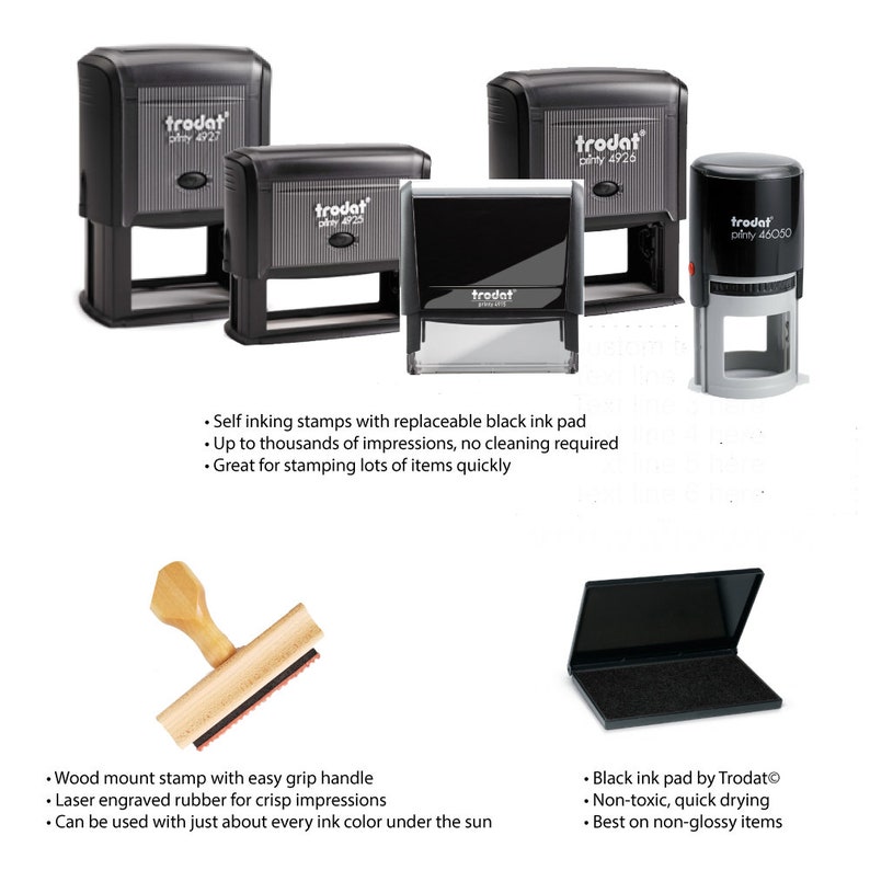 Self Inking Stamp and Wood Handle Mount A852 Custom Rubber Address Stamp First Home Housewarming Gift