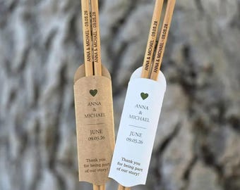 Palillos de bambú personalizados con grabado: Juego personalizado al por mayor con funda de papel