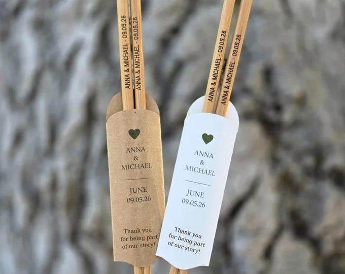 Custom Engraved Bamboo Chopsticks: Personalized Bulk Set with Paper Sleeve