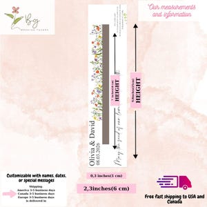 Hand holding up three packaged plantable pencils with bright colorful floral graphics for a spring bridal shower.