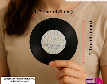 Personalized Vinyl Record Coasters – Custom Wedding Favors, Retro Drink Coaster Gift, Vintage Table Decor