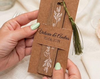 Bookmark Favors, Custom Wooden Bookmarks Wedding Favors for Guests