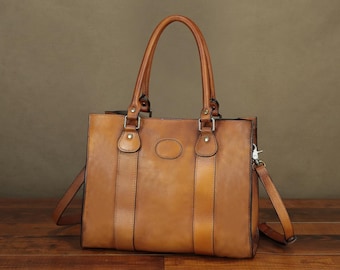 Genuine Leather Handbag Women Top Handle Shoulder Crossbody Bag Satchel Tote Purse