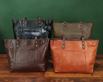 Genuine Leather Tote Bag Women Vintage Large Capacity  Shoulder Bag Satchel Purse Handbag