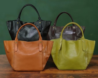 Genuine Leather Handbag Purse Women Vintage Crossbody Shoulder Bag Satchel with Long Strap