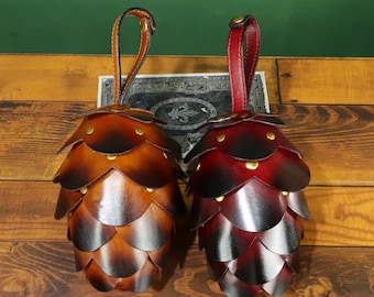 Handgefertigte Echtleder Pinecone Geldbörse Brieftasche - Wald inspirierte Tasche Clutch Tasche Gürteltasche