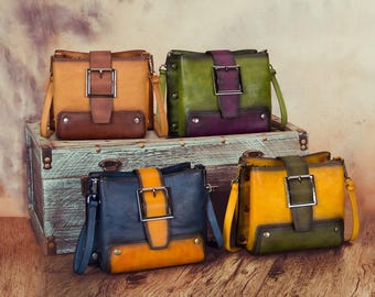 Genuine Leather Purse Women Crossbody Shoulder Bag Vintage Handmade Satchel Purse Handbag