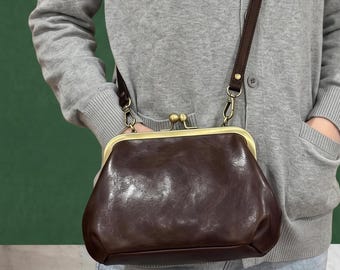 Echtes Leder Tasche Frauen Clutch Phone Geldbörse Doctor Style kleine Schulter Crossbody Bag