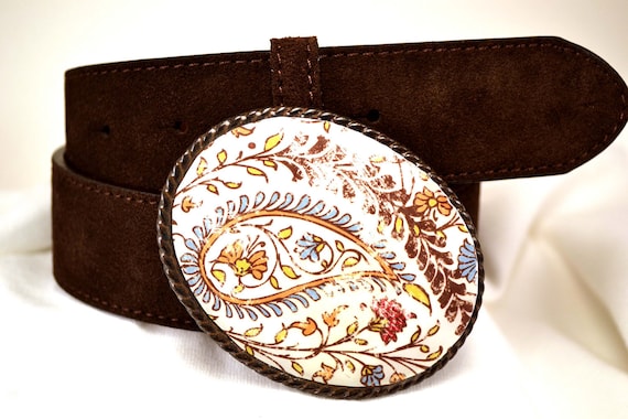 Lucky Brand Vintage Paisley Tooled Belt S Brown Leather Boho Western Cowgirl Lucky Brand Leather Size S Belts for Women for sale | eBay main image 4