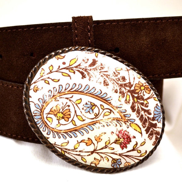 Rustic Belt Buckle Lucky Paisley  Western Cowgirl