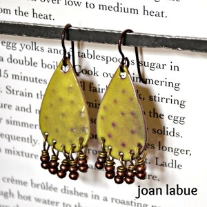 Moss Green Teardrop  Enamel  Earrings