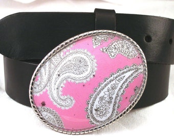 Belt Buckle Perfectly Pink Paisley