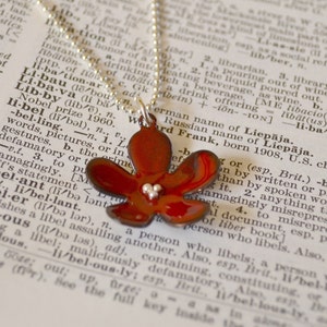 Red Flower Enamel Necklace Bridesmaid Gift image 1