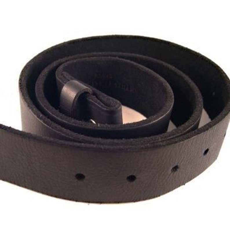 Black Leather Belt Strap 1.5 Inch Width image 1
